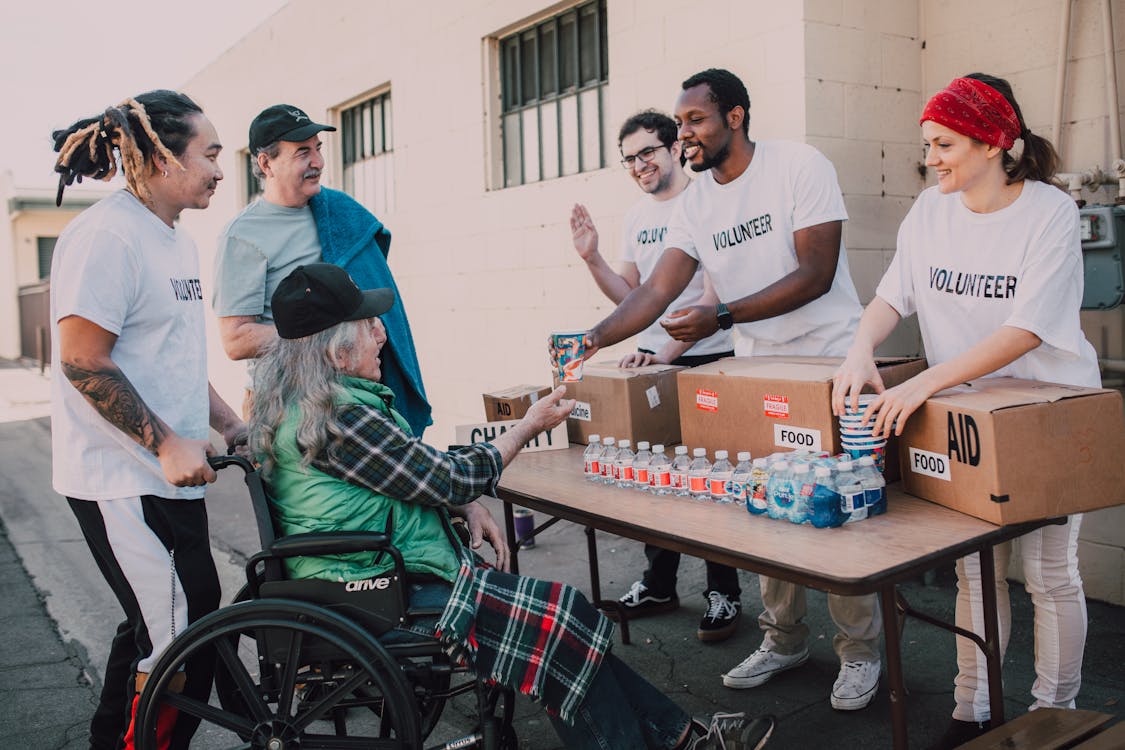 Volunteers serving
